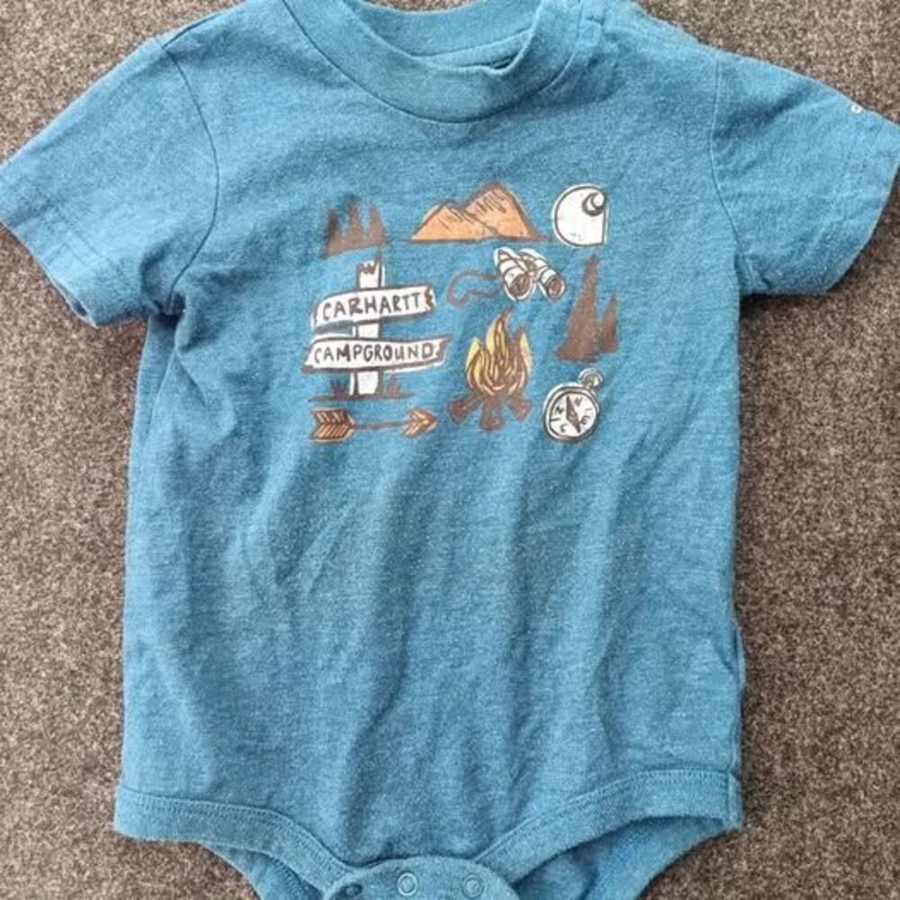 Carhartt Infant Boys' Campground Graphic Short-Sleeve Bodysuit, Blue